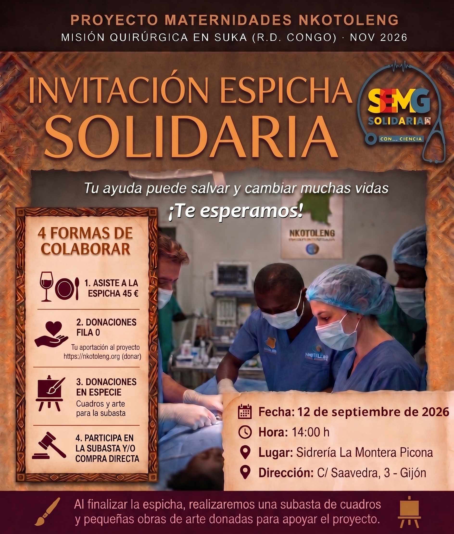 Cartel Espicha Solidaria en Gijón